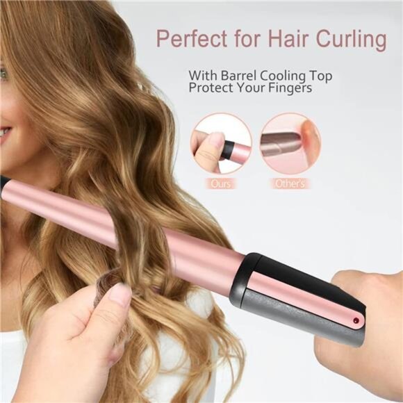 Hair Curling Wand, 0.5-1Inch Tapered Curling Iron, Professional Ceramic Hair - Picture 5 of 8